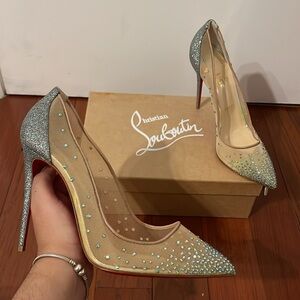 Christian Louboutin size 41.5 Pigalle Follies Mesh Strass 100mm